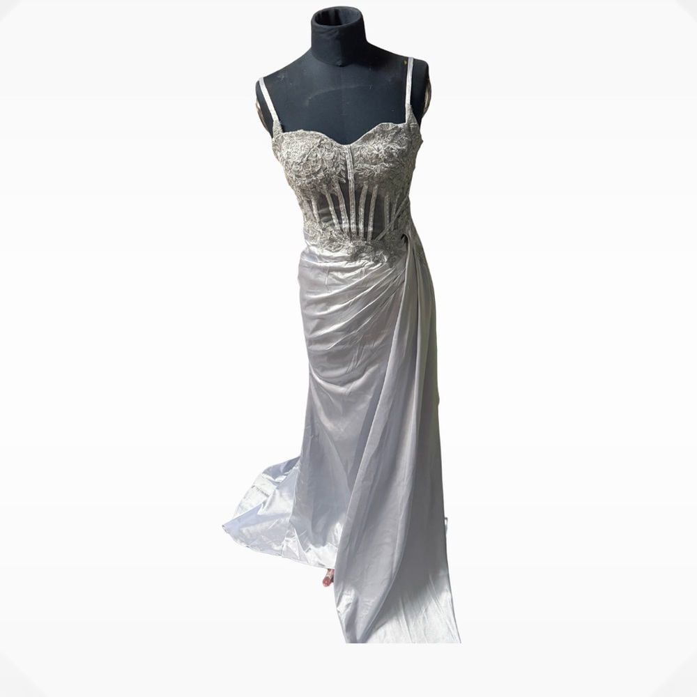 Elegant Silver Evening Gown